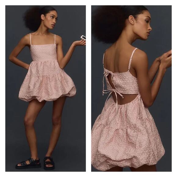 Anthropologie Dresses & Skirts - Aureta Studios X Anthropologie Bubble Hem Pink Dress Size M